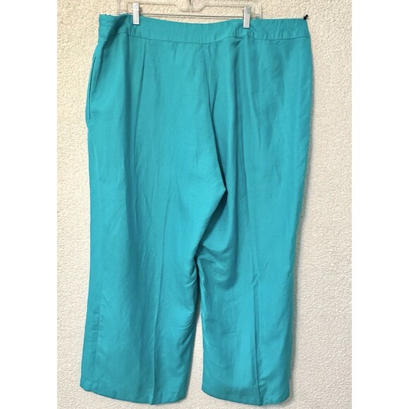 Ashley Stewart Linen Blend Boho Pants Pockets WideLeg  Sea Green Womens 22W - Picture 10 of 11